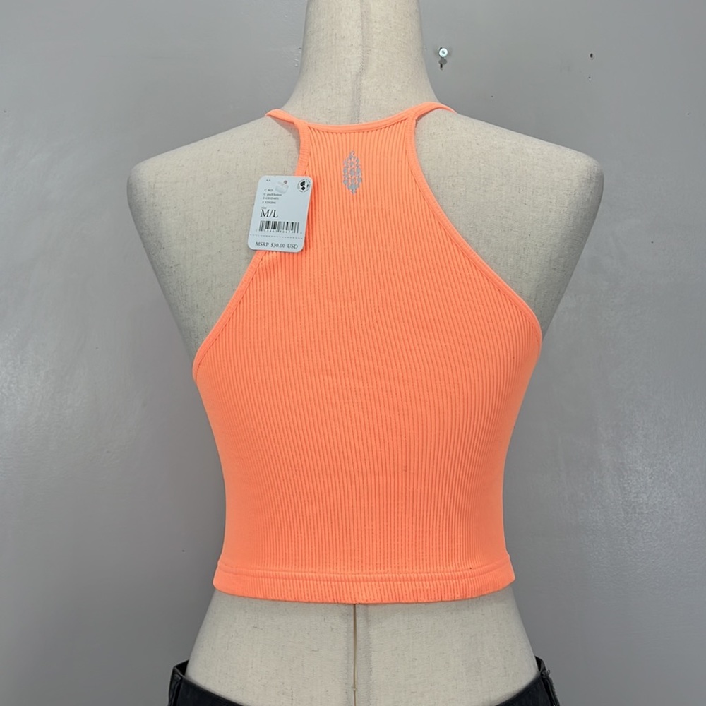 Free People Movement Neon Orange Cropped Top - Picture 4 of 6